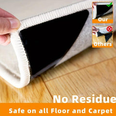 8pcs Washable Removable Rug Stopper Grip Reusable Anti Slip Tape for Carpet