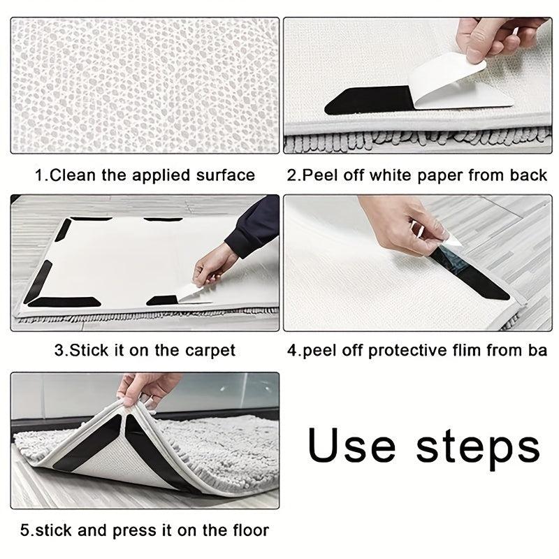 8pcs Washable Removable Rug Stopper Grip Reusable Anti Slip Tape for Carpet