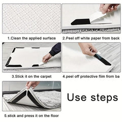 8pcs Washable Removable Rug Stopper Grip Reusable Anti Slip Tape for Carpet