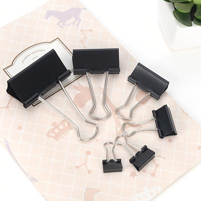 12pcs Metal Paper Clips 15-51mm Binder Clips Grip Clamps Office Stationery