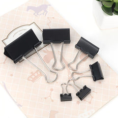 12pcs Metal Paper Clips 15-51mm Binder Clips Grip Clamps Office Stationery