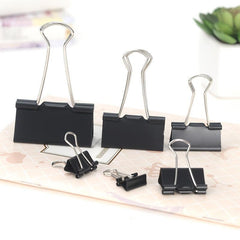 12pcs Metal Paper Clips 15-51mm Binder Clips Grip Clamps Office Stationery