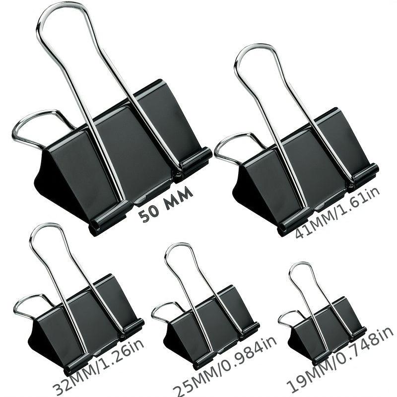 12pcs Metal Paper Clips 15-51mm Binder Clips Grip Clamps Office Stationery