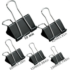 12pcs Metal Paper Clips 15-51mm Binder Clips Grip Clamps Office Stationery