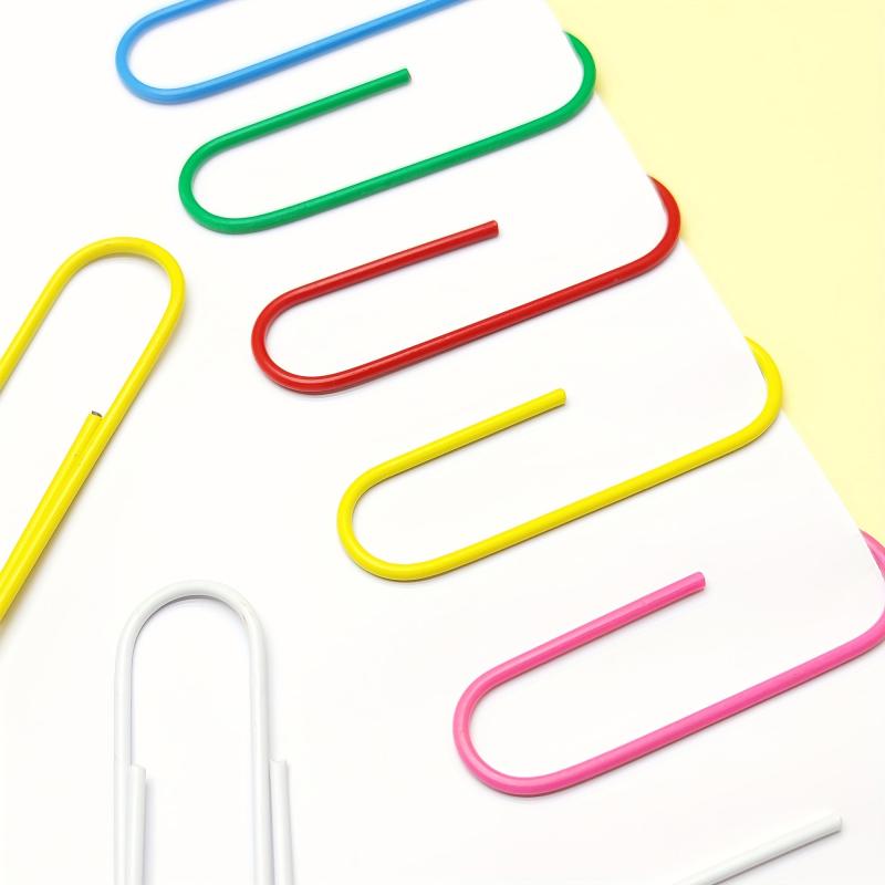 10pcs 100m Paper Clips Mixed Color Plastic Metal Bookmark Holder