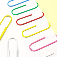 10pcs 100m Paper Clips Mixed Color Plastic Metal Bookmark Holder