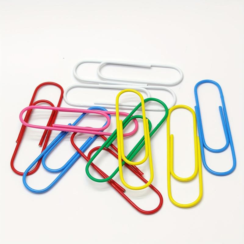 10pcs 100m Paper Clips Mixed Color Plastic Metal Bookmark Holder