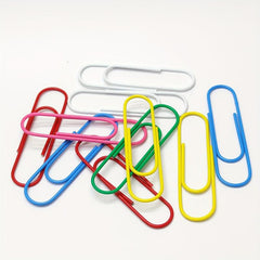10pcs 100m Paper Clips Mixed Color Plastic Metal Bookmark Holder