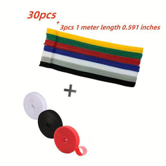 30pcs Reusable 6in & 3pcs 0.59in Double-sided Hooks And Loops Set