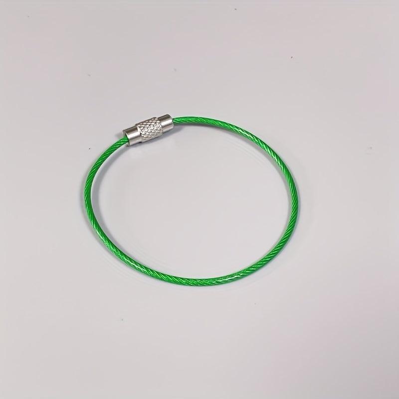 Stainless Steel Keychain Key Ring Outdoor Cable Key Holder Screw Lock Camping