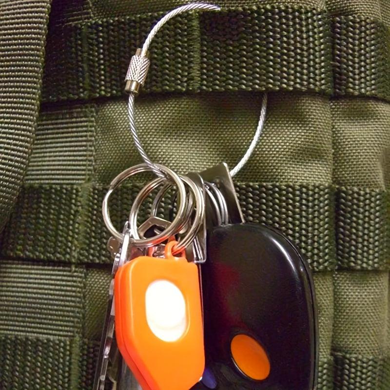 Stainless Steel Keychain Key Ring Outdoor Cable Key Holder Screw Lock Camping