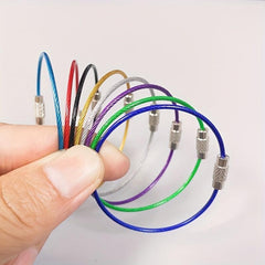Stainless Steel Keychain Key Ring Outdoor Cable Key Holder Screw Lock Camping