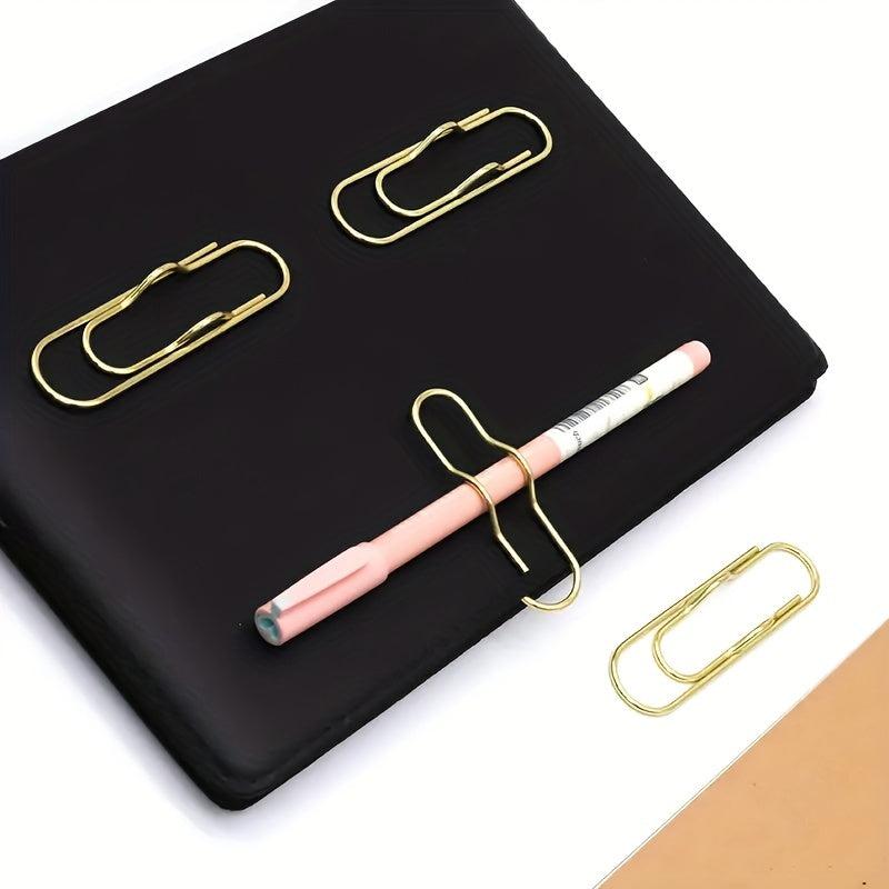 Golden Metal Pen Holder Portable Multifunctional Paper Clip