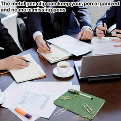 Golden Metal Pen Holder Portable Multifunctional Paper Clip