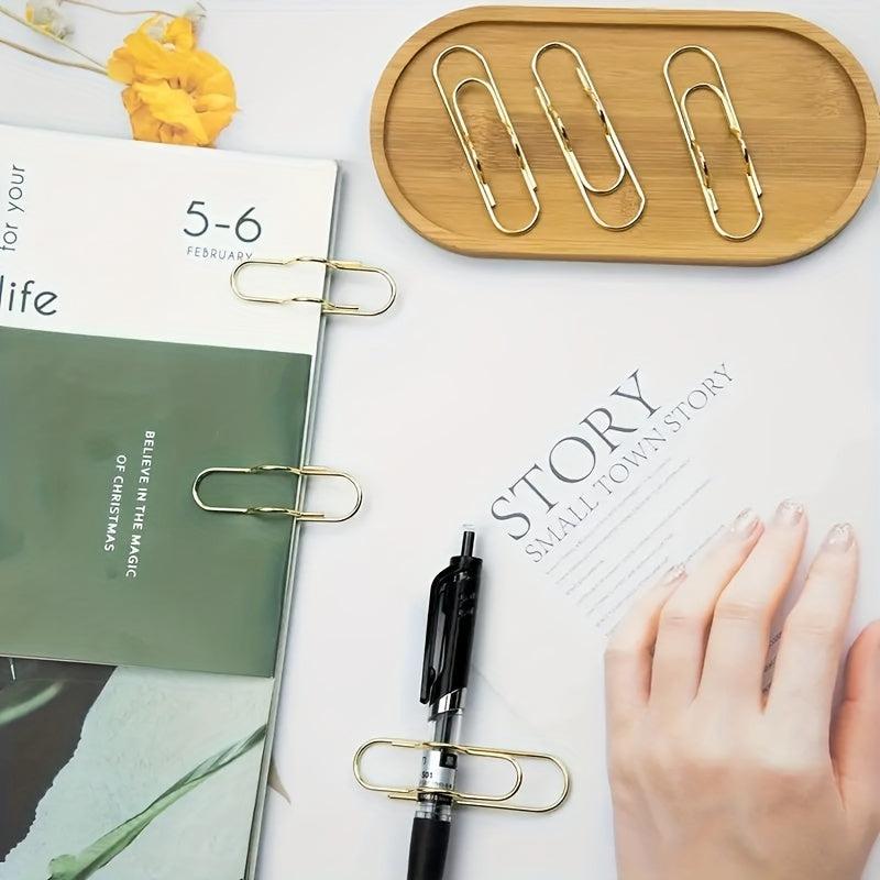 Golden Metal Pen Holder Portable Multifunctional Paper Clip