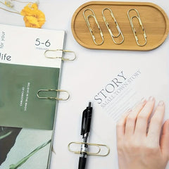 Golden Metal Pen Holder Portable Multifunctional Paper Clip