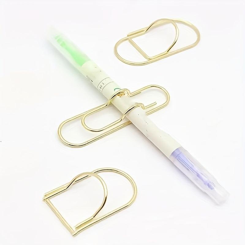 Golden Metal Pen Holder Portable Multifunctional Paper Clip