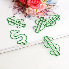 10pcs Green Dollar Paper Clips for Office & Wedding Decor