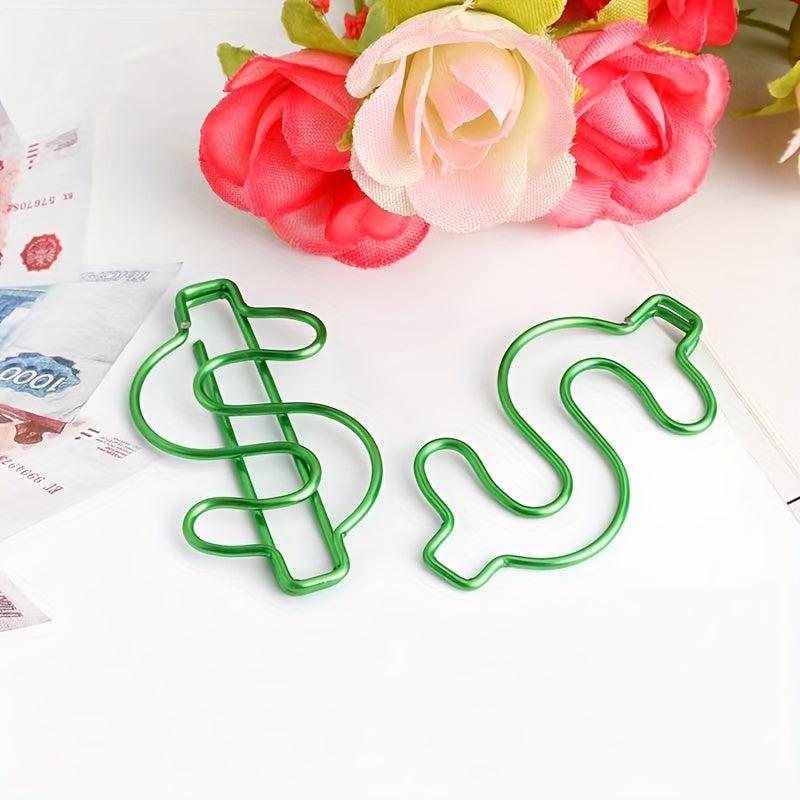 10pcs Green Dollar Paper Clips for Office & Wedding Decor