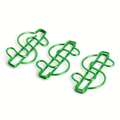 10pcs Green Dollar Paper Clips for Office & Wedding Decor