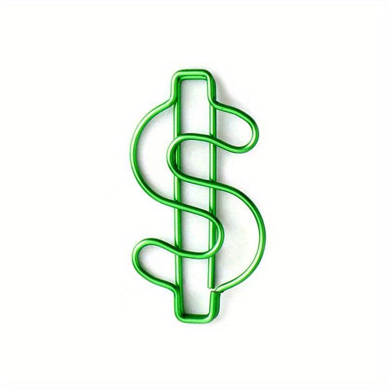 10pcs Green Dollar Paper Clips for Office & Wedding Decor