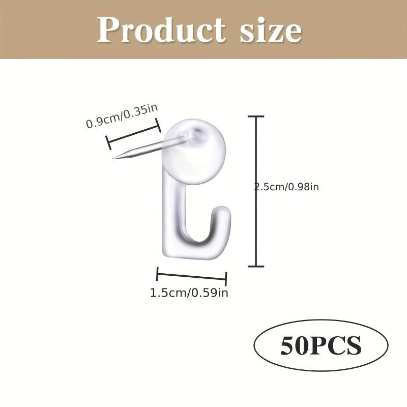 50pcs Push Pin Hooks Plastic Heads Pin Decorative Thumb Tacks With Hooks