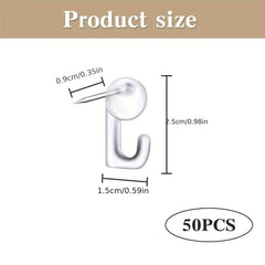 50pcs Push Pin Hooks Plastic Heads Pin Decorative Thumb Tacks With Hooks
