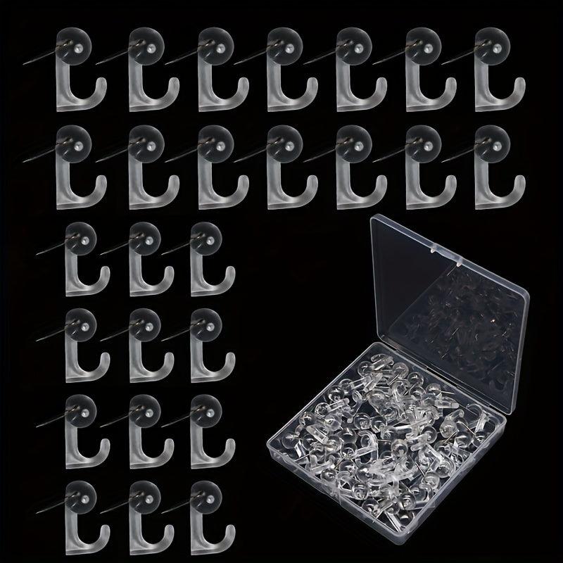 50pcs Push Pin Hooks Plastic Heads Pin Decorative Thumb Tacks With Hooks