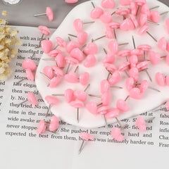 100pcs Pink Heart Shaped Push Pins for Notice Board