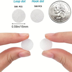 1000 Pairs 1.5cm Self Adhesive Dots Sticky Back Coin Nylon Hook And Loop Dots