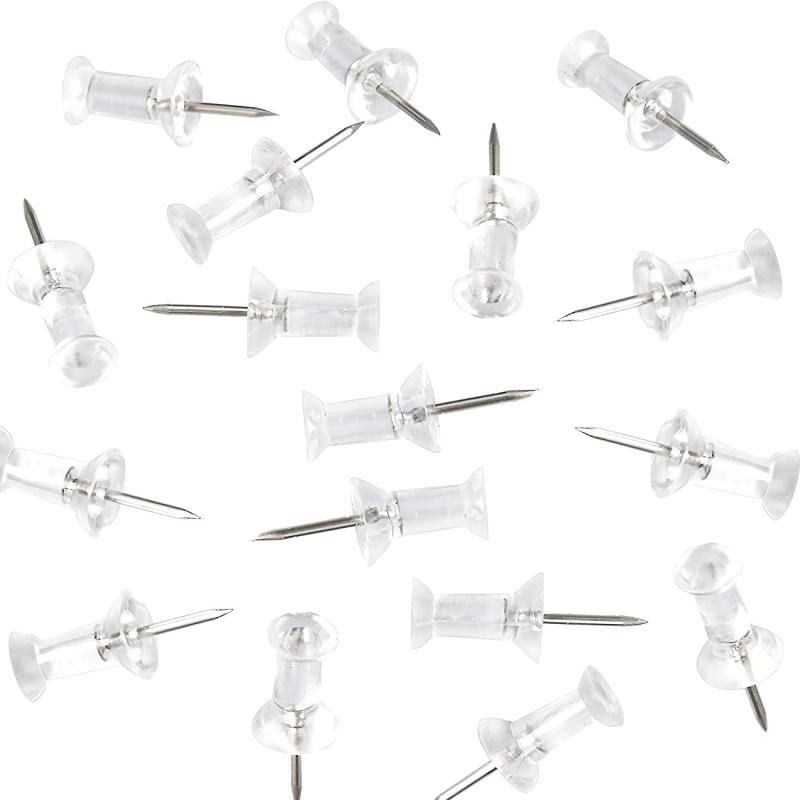 100 Count Clear Push Pins Tacks Standard Thumb Tacks with Storage Box