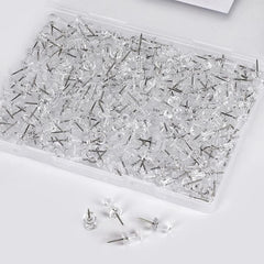 100 Count Clear Push Pins Tacks Standard Thumb Tacks with Storage Box