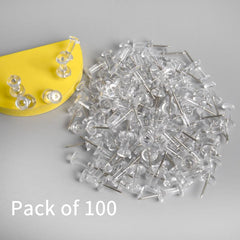 100 Count Clear Push Pins Tacks Standard Thumb Tacks with Storage Box