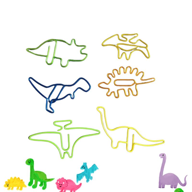6pcs Mini Dinosaur Paper Clips Fun Bookmark Office Supplies