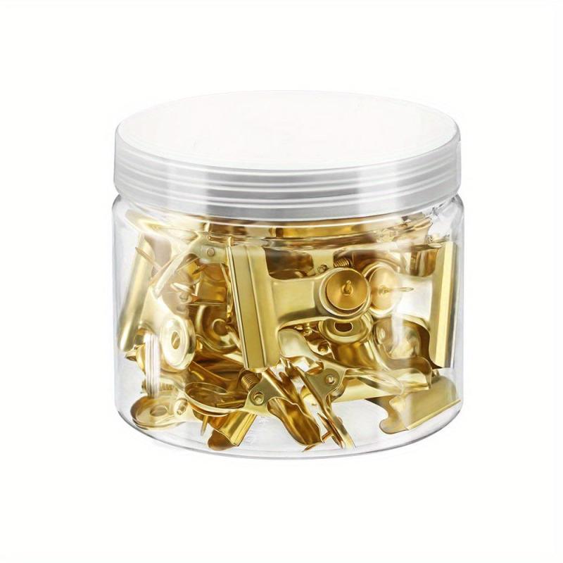 30pcs Golden Bulldog Clip with Pins for Bulletin Boards and Walls