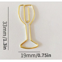 20pcs Wineglass Metal Paper Clips for Office School Stationery