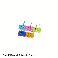 Colorful Binder Clips 12pcs Metal Fun Clamps w/ Smile Face Assorted