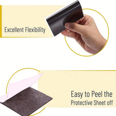 10pcs Square Rubber Soft Magnet Sheets with Adhesive Back - Magnetic Patch Strip