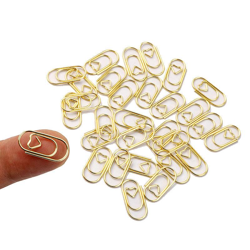 50pcs Love Heart Shape Paper Clips Tickets Photo Binder Clips Bookmarks