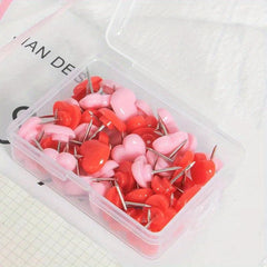 Heart Shaped Pushpins 50/100pcs for Cork Board Office Maps School Supplies