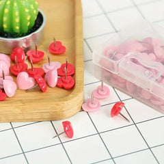 Heart Shaped Pushpins 50/100pcs for Cork Board Office Maps School Supplies