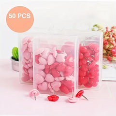 Heart Shaped Pushpins 50/100pcs for Cork Board Office Maps School Supplies