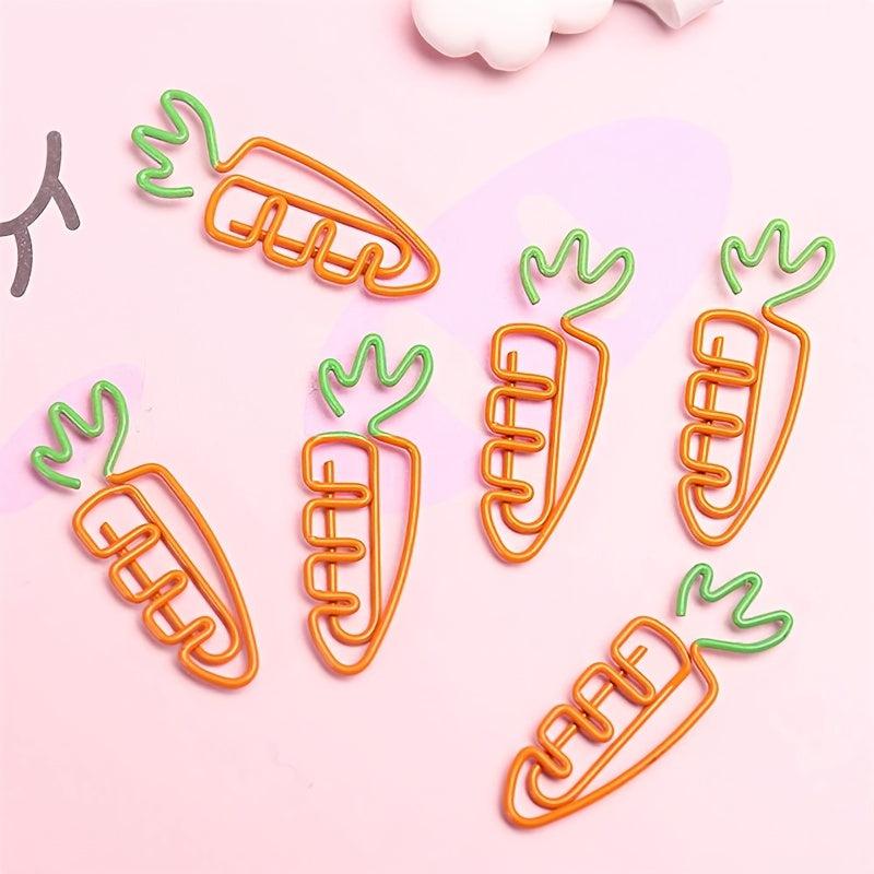 10pcs Carrot Paper Clip Plastic Office Supplies