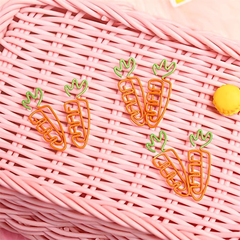 10pcs Carrot Paper Clip Plastic Office Supplies