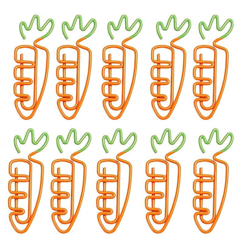 10pcs Carrot Paper Clip Plastic Office Supplies