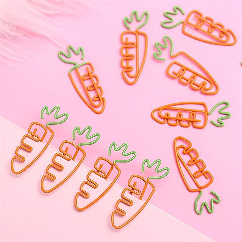 10pcs Carrot Paper Clip Plastic Office Supplies