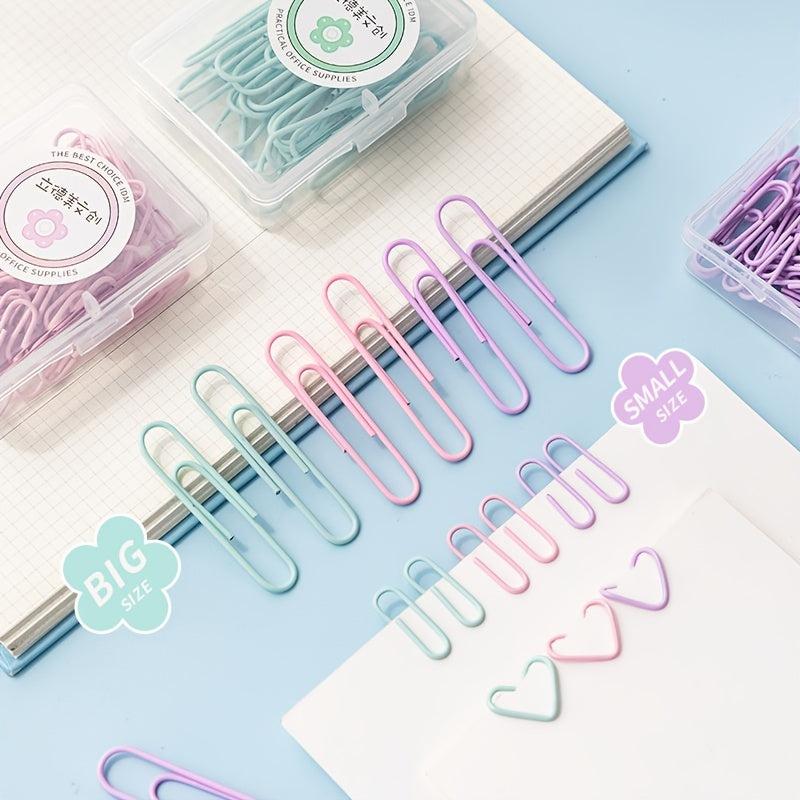 Macaron Boxed Paper Clips 20pcs 50pcs Portable Card Decoration Data Storage