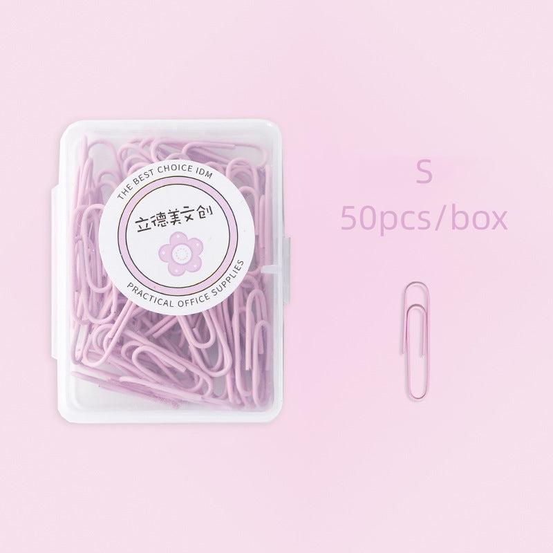 Macaron Boxed Paper Clips 20pcs 50pcs Portable Card Decoration Data Storage