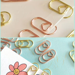 200pcs Heart Paper Clips Golden & Rose Golden for Financial Data