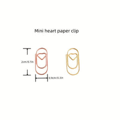 200pcs Heart Paper Clips Golden & Rose Golden for Financial Data